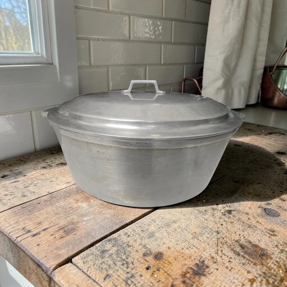 Vtg 1950s Miracle Maid Cast Aluminum Oval Roaster Dutch Oven with Basting Lid